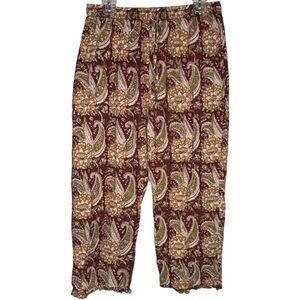 Naked generation paisley print pants women’s size large rust red cream